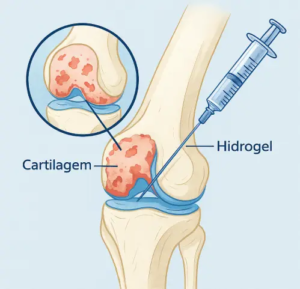 infiltração com hidrogel no joelho guiada por ultrassom